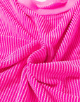 Plus Size Solid Corded Knit Drop Shoulder Top