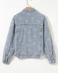 Denim Bow Light Wash Raw Hem Jacket