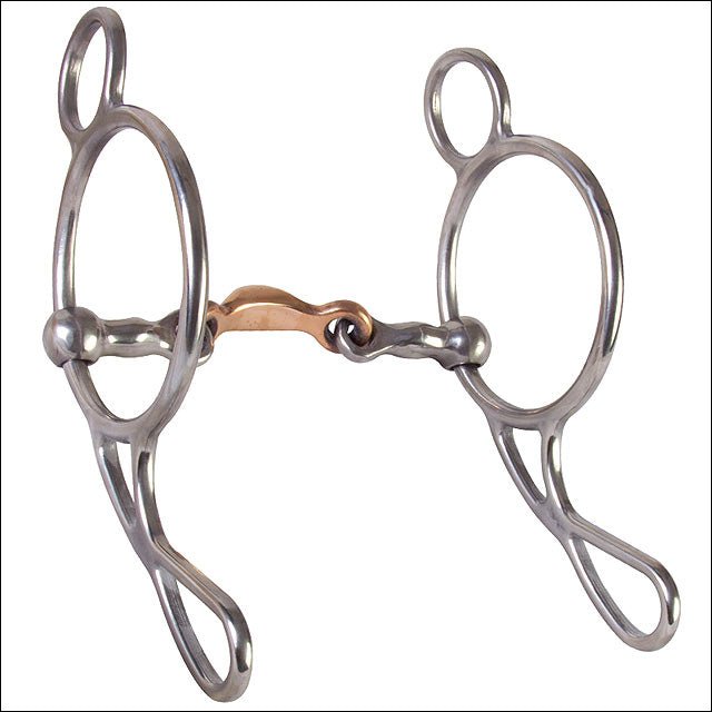 Stainless Steel Horse Gag Bit With ThreePiece Mouth CopperTopped Port For Training