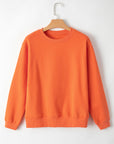 Solid Fleece Lined Drop Shoulder Terry Sweatshirt