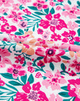 Plus Size Floral Corded Patchwork Crewneck Top