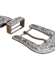 Screw Back Concho Stainless Steel Ed Belt Buckle Set Bling Clear Crystal
