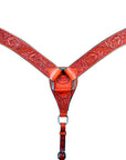 HILASON Western Horse Headstall Breast Collar Genuine American Leather Floral Mahogany