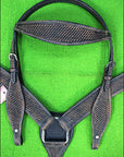 HILASON Western Horse Headstall Breast Collar Set Tack Genuine American Leather Basket Weave Rough Out Black