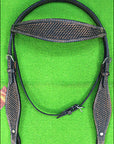 HILASON Western Horse Headstall Breast Collar Set Tack Genuine American Leather Basket Weave Rough Out Black