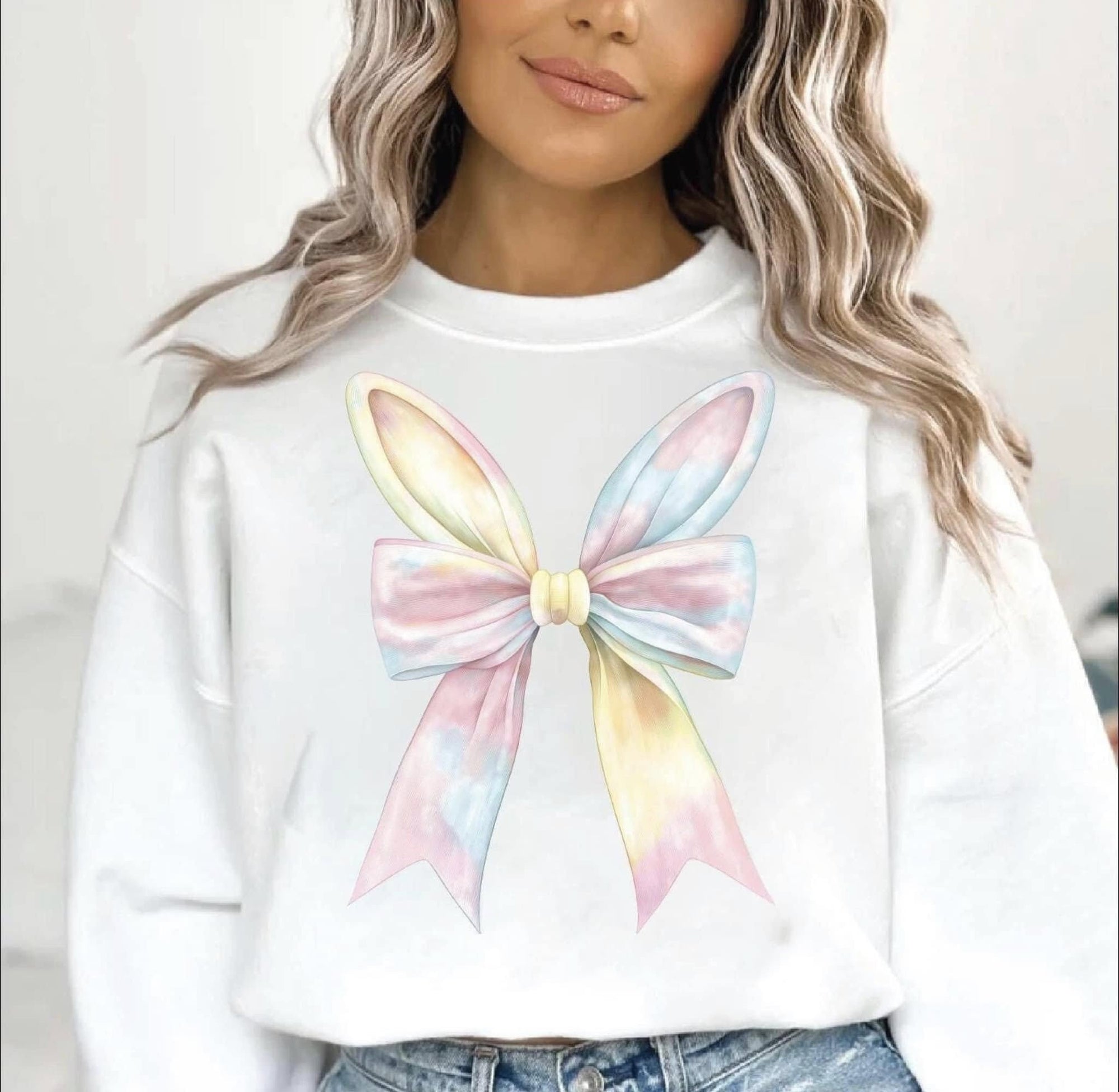 Tie dye bunny ears &amp; bow tee &amp; sweatshirt