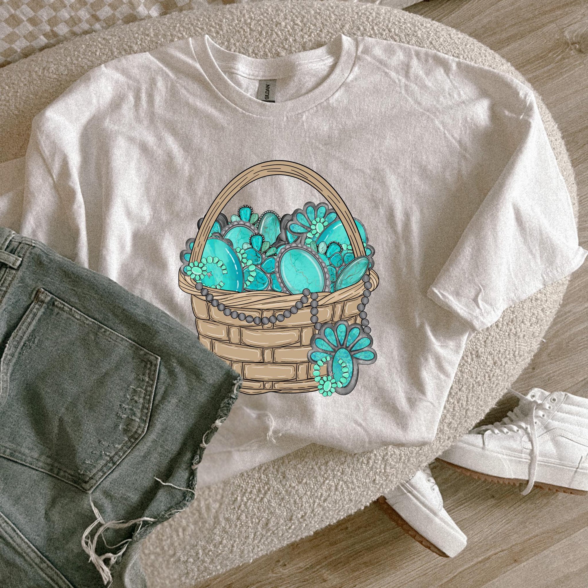 Turquoise Easter basket tee &amp; sweatshirt