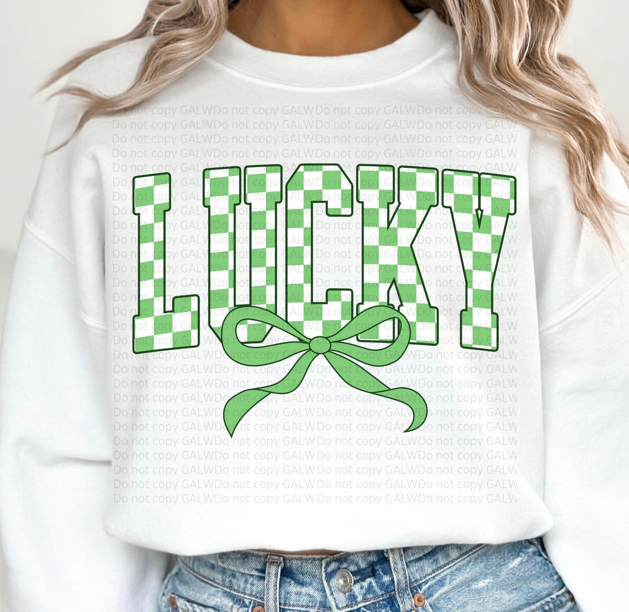 Checker Bow Tee And Sweatshirt Set