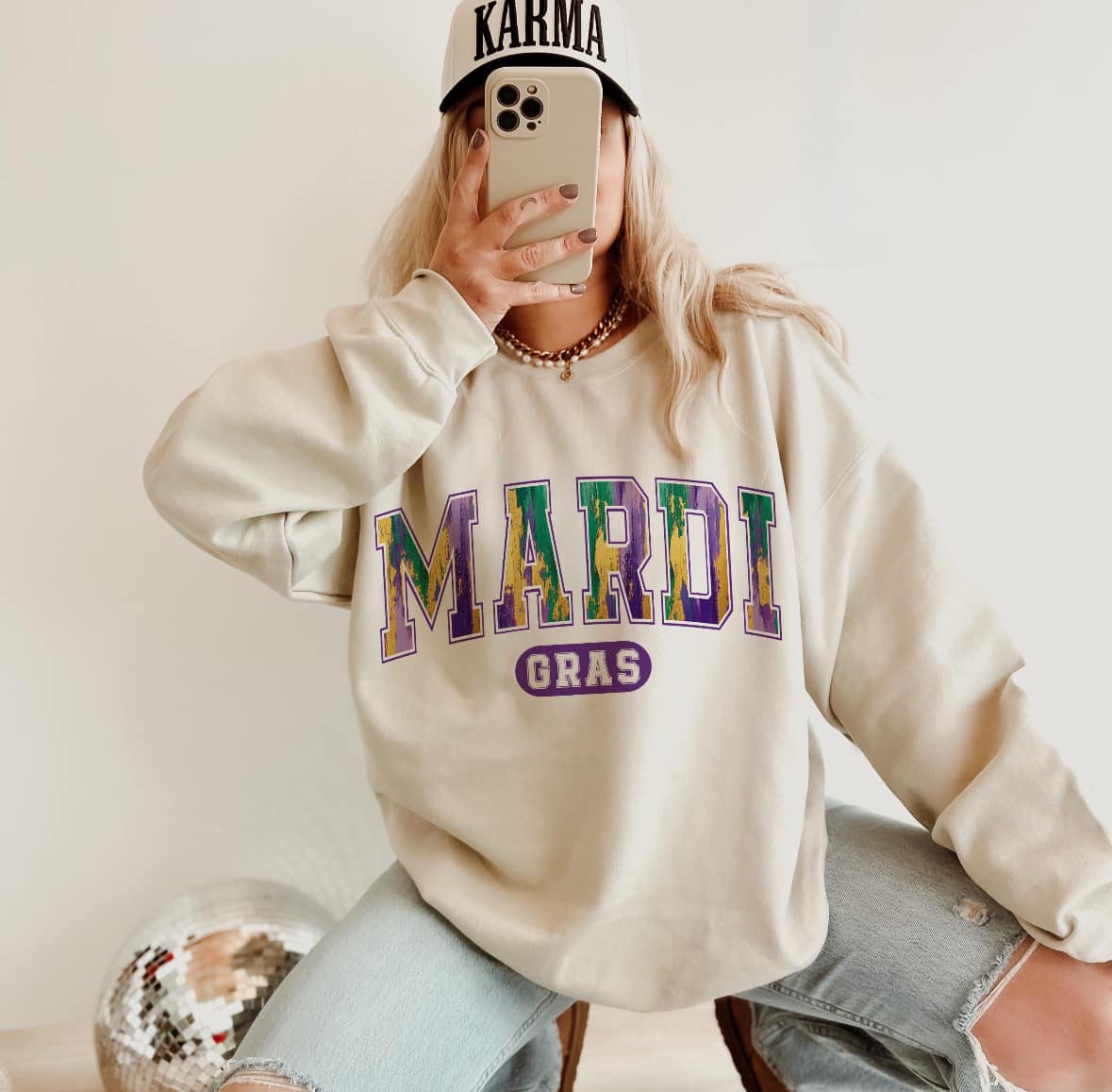 Mardi gras varsity gold water color tee &amp; sweatshirt