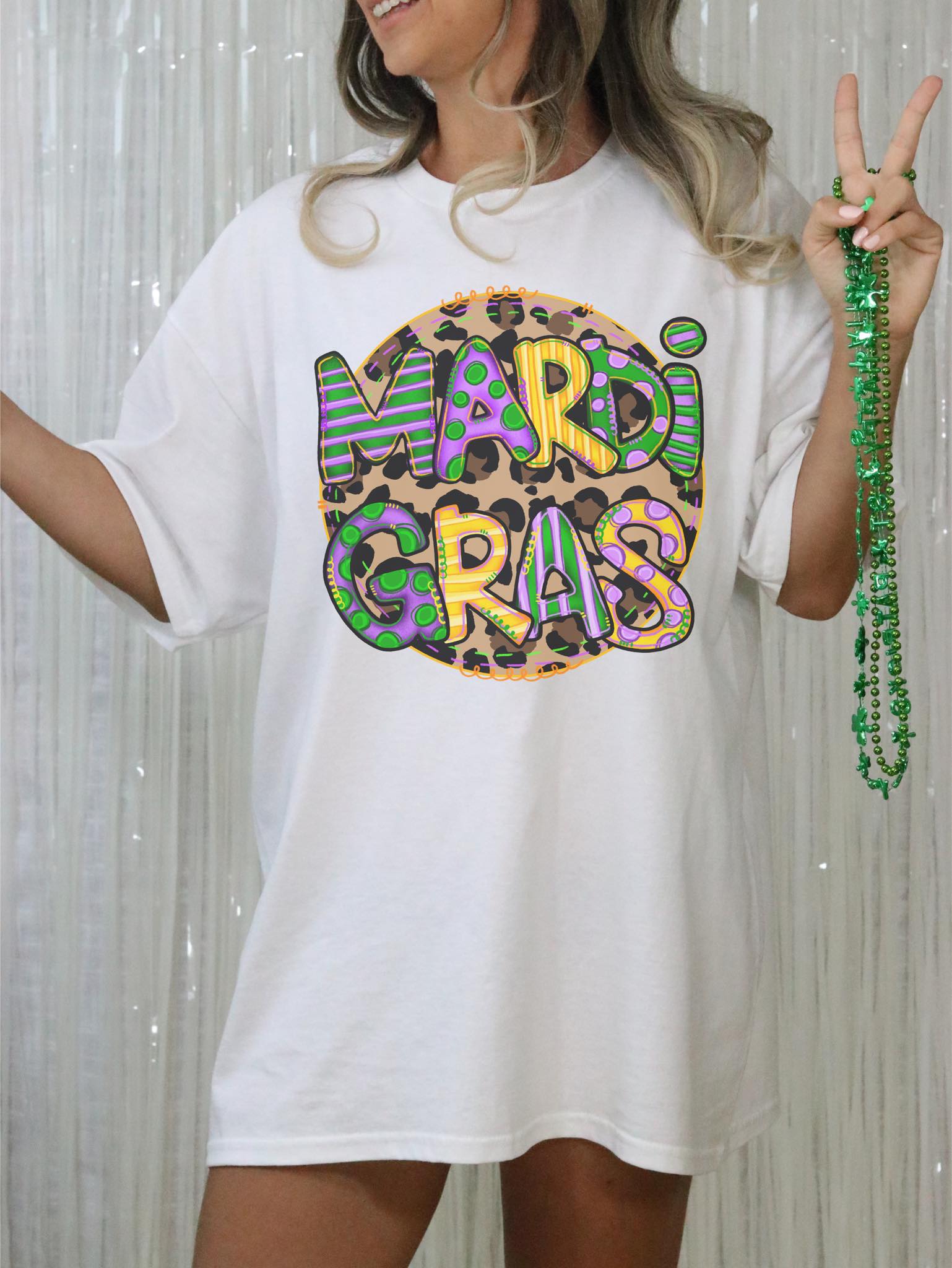 Mardi gras leopard tee &amp; sweatshirt