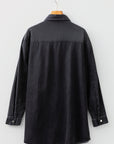 Solid Denim Chest Pocket Raw Hem Shirt Dress