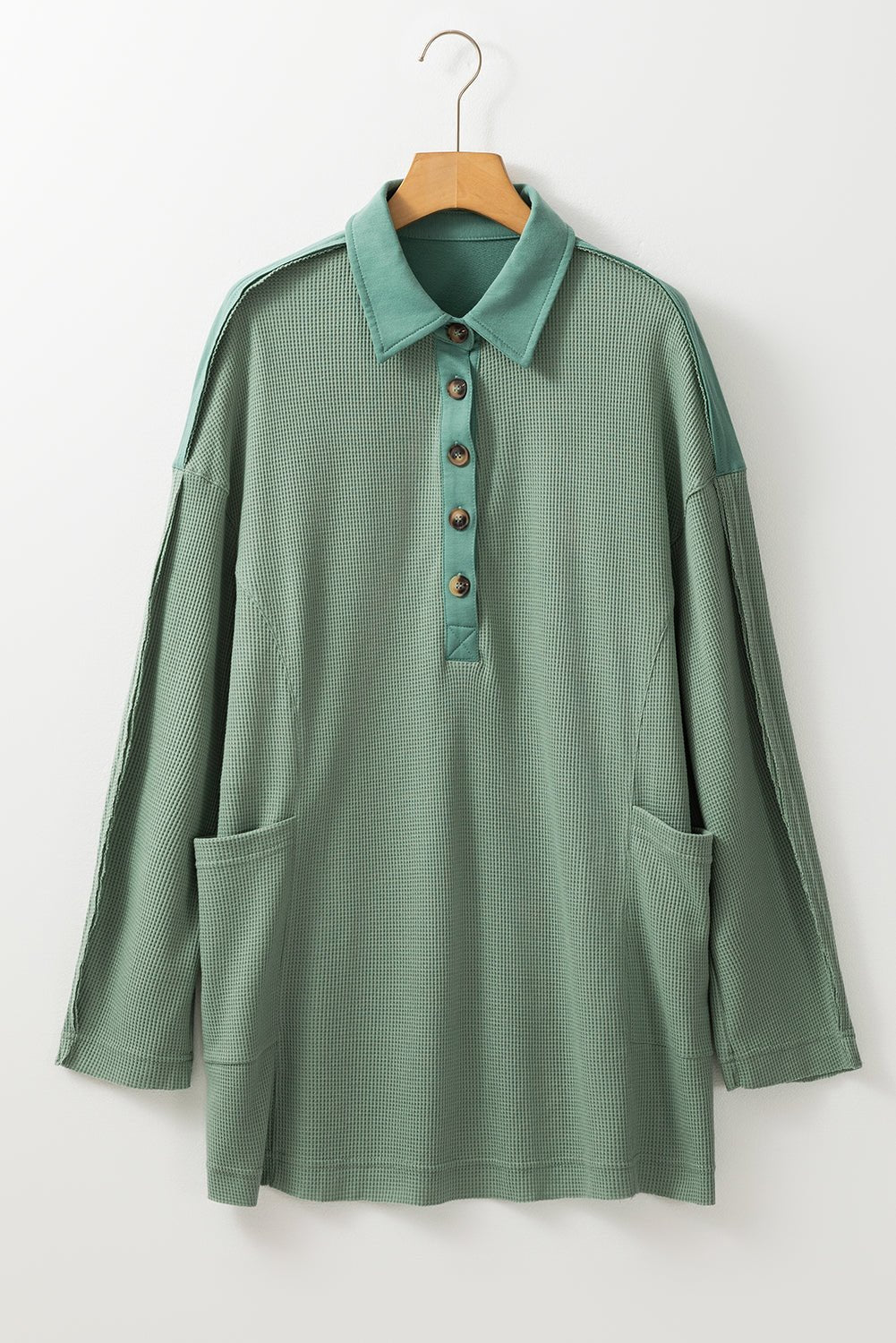 Arianna Waffle  Half Button Top.