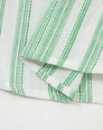 Stripe Half Buttoned Short Sleeve Blouse