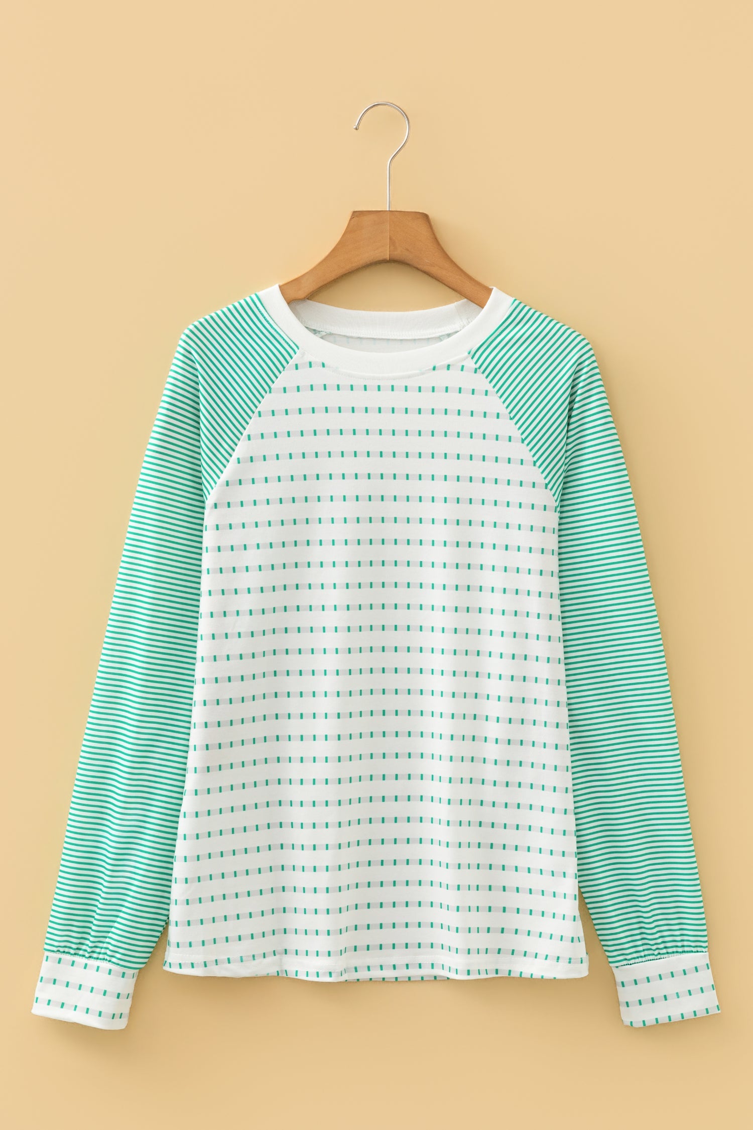Stripe Raglan Patchwork Long Sleeve Top