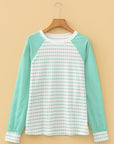 Stripe Raglan Patchwork Long Sleeve Top