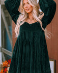 Velvet Tie-Back Square Neck Babydoll Dress