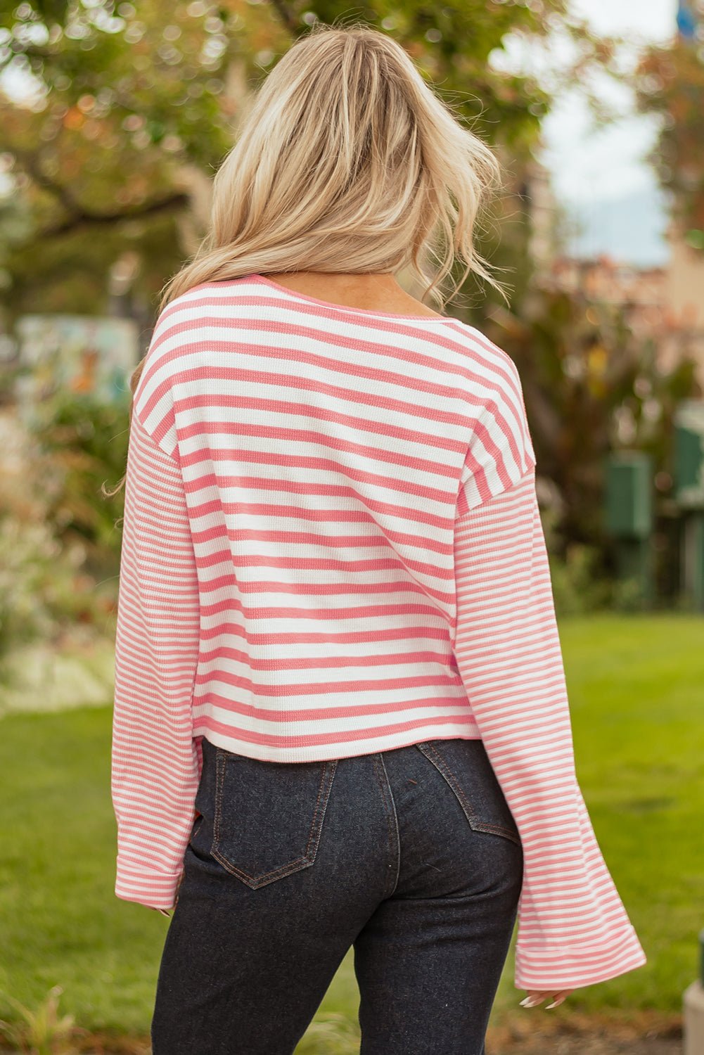 Lilly Textured Contrast Dropped Long Sleeve Top