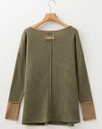 Blake Waffle Textured Tunic Henley Top with Slits