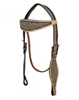 HILASON Western Horse Headstall Breast Collar Set Tack Genuine American Leather Basket Weave Rough Out Dark Brown