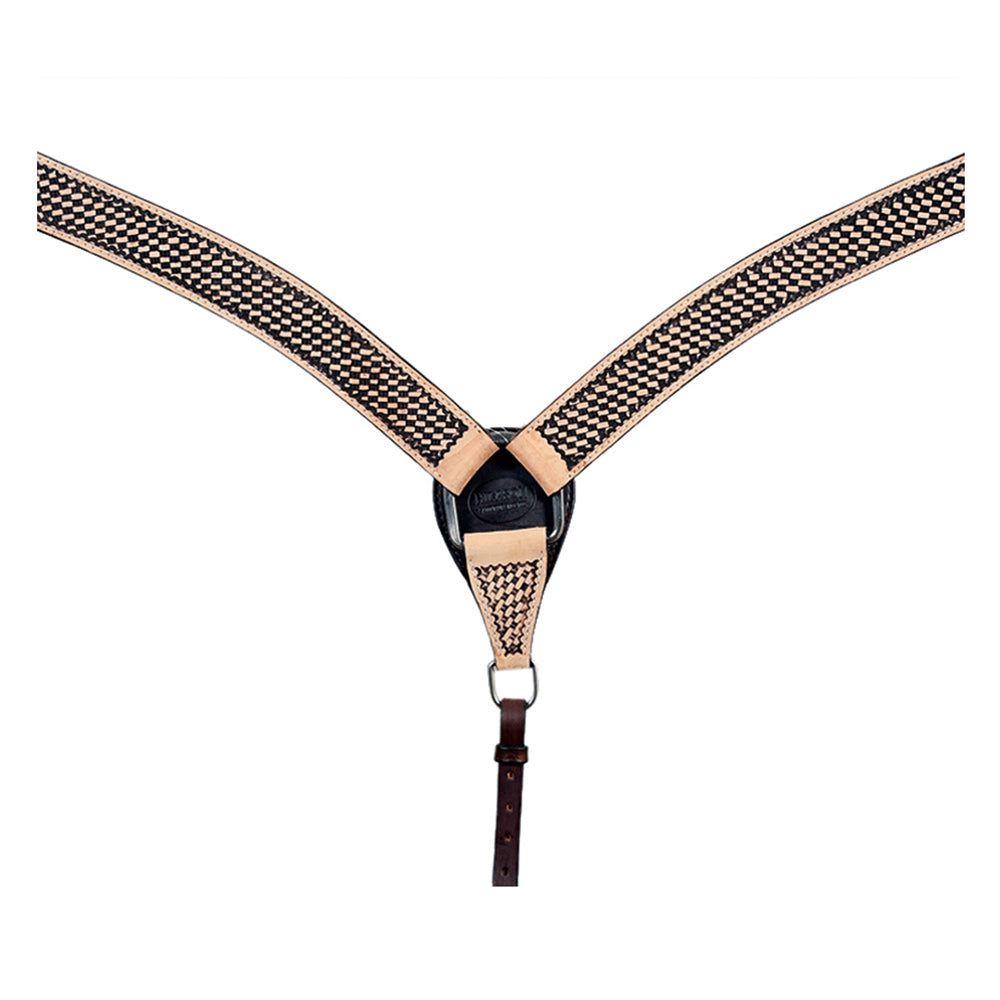 HILASON Western Horse Headstall Breast Collar Set Tack Genuine American Leather Basket Weave Rough Out Dark Brown