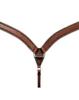 HILASON Western Horse Headstall Breast Collar Set Tack Genuine American Leather Barb Wire Rough Out Dark Brown