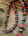 NFR Collection Necklace – Graduated Spiny Oyster & Sterling Silver Pearls 45"