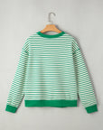 Stripe Reverse Seam Patchwork Long Sleeve Top
