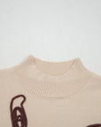 Western Corded Horseshoe Mock Neck Short Sleeve Sweater