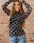 Maci Rugby Mesh Sheer Long Sleeve Top