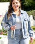 Plus Size Leopard Patchwork Denim Jacket