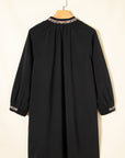 Contrast Trim V-Neck 3/4 Sleeve Mini Dress