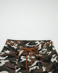 Camo Splatter Distressed Tie Waist Denim Pants