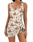 Baha Ranch Rodeo Cowboy Print Skirted Swimsuit