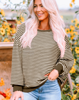 Stripe Drop Shoulder Long Sleeve Top