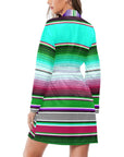 Turquoise Serape Women's Belted Satin Feel Dressing Lounge Robe