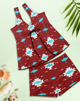 Baha Ranch Burgandy Aztec Tankini & Boy Shorts Swim Set