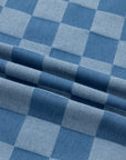 Checker Denim Patchwork Short Sleeve Loose Top