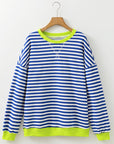 Elliana Stripe Crossed Stitch Drop Shoulder Sweatshirt