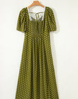 Polka Dot Lace V-Neck Smocked Maxi Dress