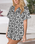 Baha Ranch Talavera Tile Mexican Print Southwest Satin Pajamas