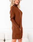 Solid Ribbed Mock Neck Sweater Dress