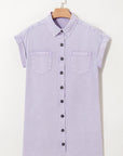 Denim Short Sleeve Double Chest Pocket Shirt Dress