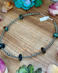 17.5” Turquoise Rondelle Necklace – Sterling Silver Pearls