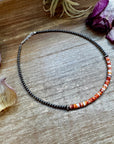 Spiny Oyster Heishi & Sterling Silver Pearl Choker