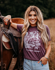 KEEP WALKIN' COWBOY - HEATHER MAROON TEE