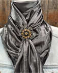 35X35" Solid Silver / Grey Wild Rag / Scarf WRS15 - Crystal Concho Wild Rag Slides - Assorted