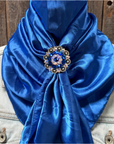 35X35" Solid Electric Blue Wild Rag / Scarf WRS17 - Crystal Concho Wild Rag Slides - Assorted