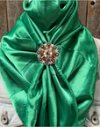 35X35" Solid Green Wild Rag / Scarf WRS18 - Crystal Concho Wild Rag Slides - Assorted