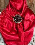 35X35" Solid Electric Red Wild Rag / Scarf WRS10 - Crystal Concho Wild Rag Slides - Assorted