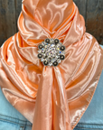 35X35" Solid Peach Wild Rag / Scarf WRS24 - Crystal Concho Wild Rag Slides - Assorted